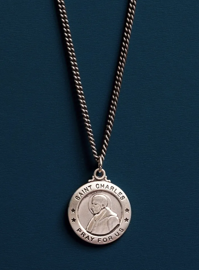 Saint Charles Sterling Silver Medal Pendant Necklace for Man WE ARE ALL SMITH Mens Jewelry Clothing Necklaces Saint Charles Sterling Silver Medal Pendant Necklace for Man WE ARE ALL SMITH Mens Jewelry Clothing Necklaces