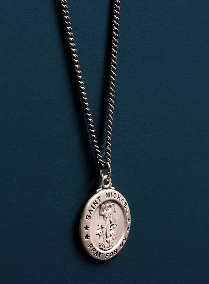 Saint Michael the Archangel Pendant Necklace for Men WE ARE ALL SMITH Mens Jewelry Clothing Necklaces