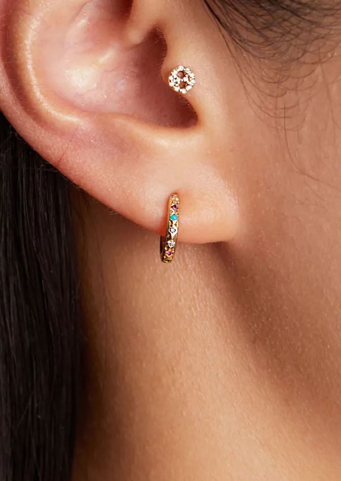 Scosha Earrings Rainbow Gemstone Hoop Scosha Earrings Rainbow Gemstone Hoop