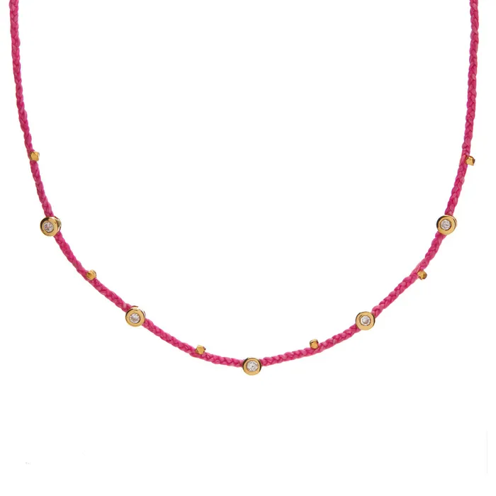 Scosha Necklaces Diamond Bezel Charms Necklace in Magenta