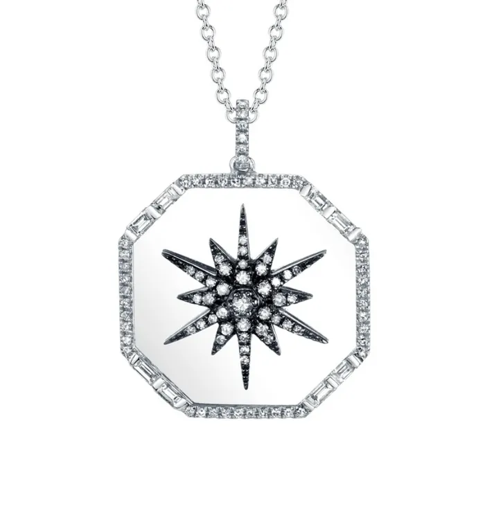 Shay Fine Jewelry Necklaces DIAMOND STARBURST DISK PENDANT NECKLACE