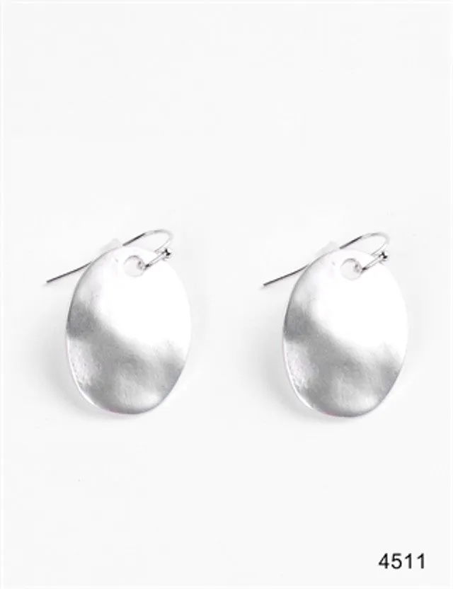 Silver Hammered Oval Earrings WellCo Earrings