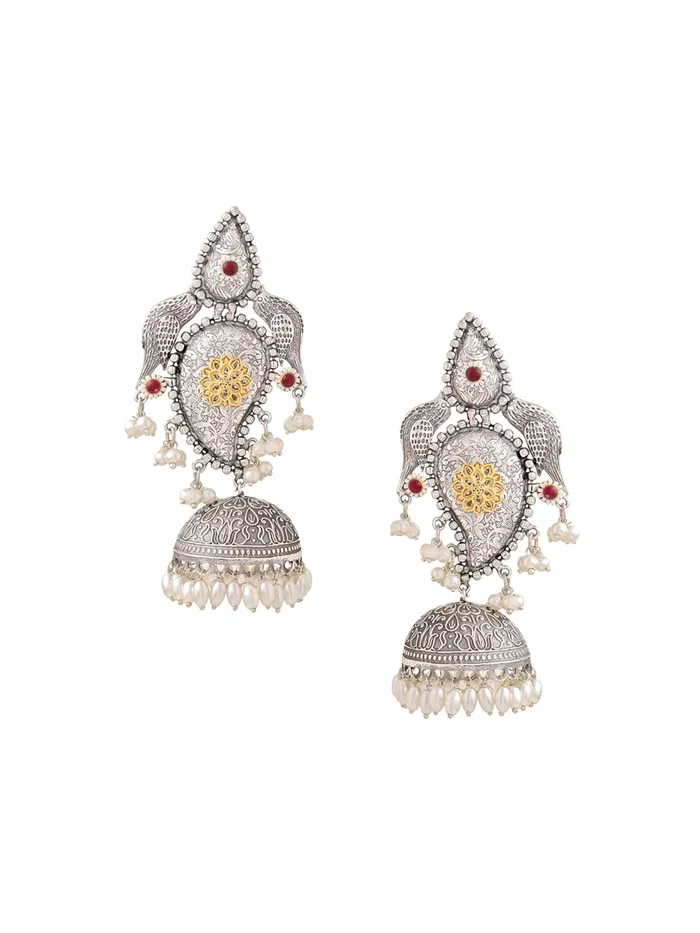 Silver Oxidized Jhumka Earrings Elegant Design 105cm Length For Women Girls Yellow Chimes Earrings Silver Oxidized Jhumka Earrings Elegant Design 105cm Length For Women Girls Yellow Chimes Earrings
