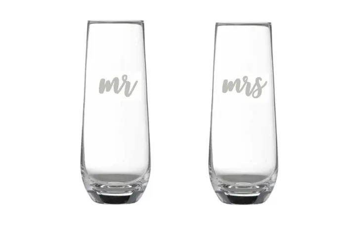 Splash Earrings Mr Mrs Stemless Wine Glass