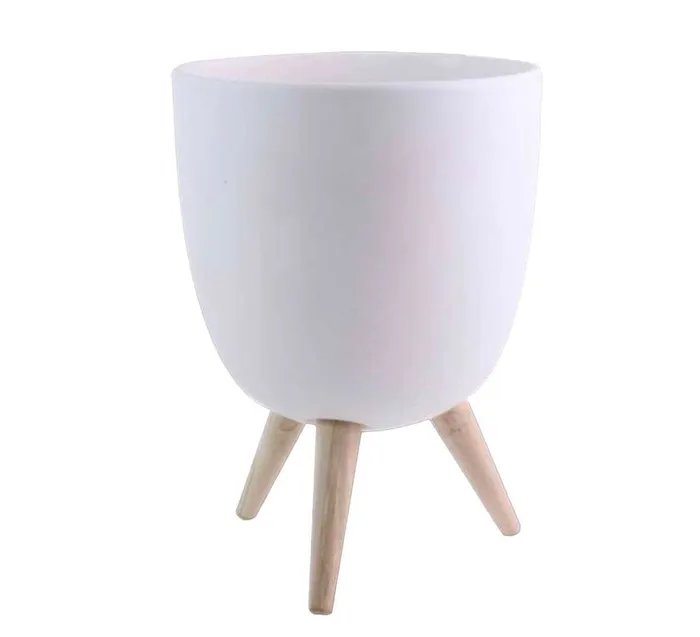Splash Rings White Ceramic Planter