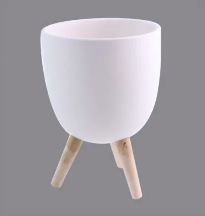 Splash Rings White Ceramic Planter