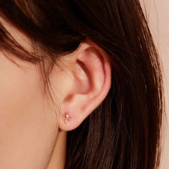 STAR Single Diamond Starburst Stud AURELIE GI Earrings