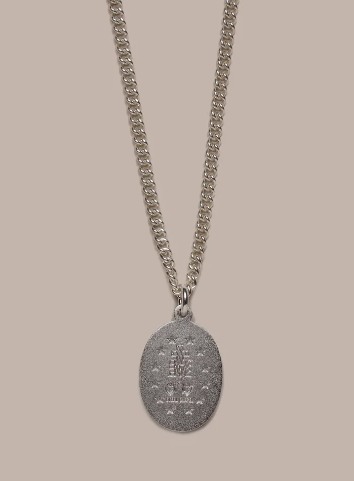 Sterling Silver Blue Enamel Miraculous Medal Oval Pendant Necklace for Men WE ARE ALL SMITH Mens Jewelry Clothing Necklaces