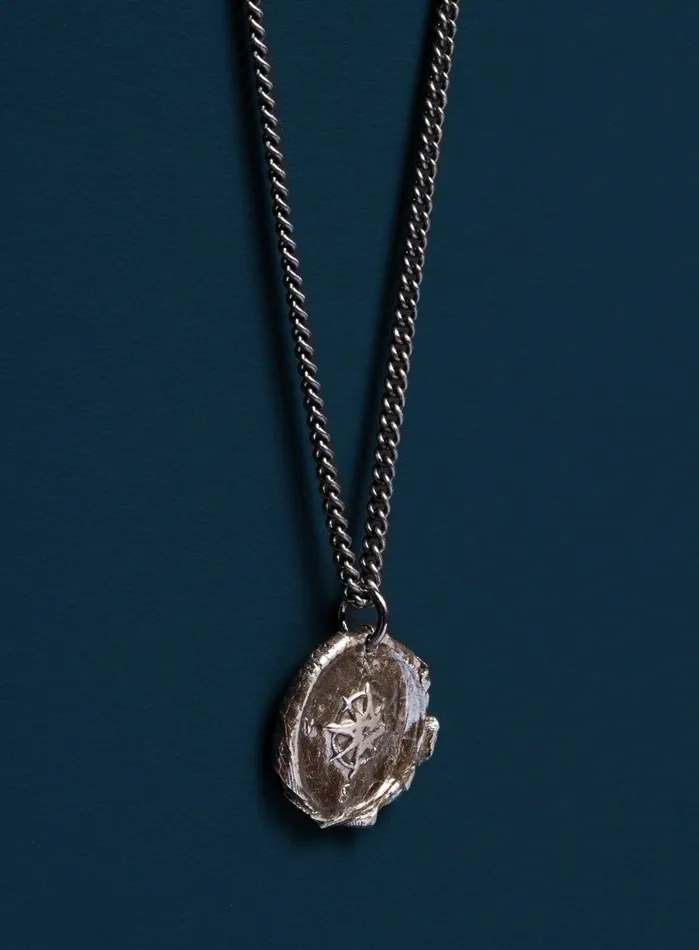 Sterling Silver Wax Seal Compass Necklace for Men We Are All Smith Necklaces