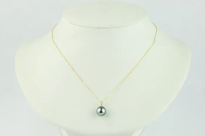 Tahitian Flashy Rainbow Pearl Diamond clat Pendant or Necklace on 14KYG Kamoka Pearl Necklaces