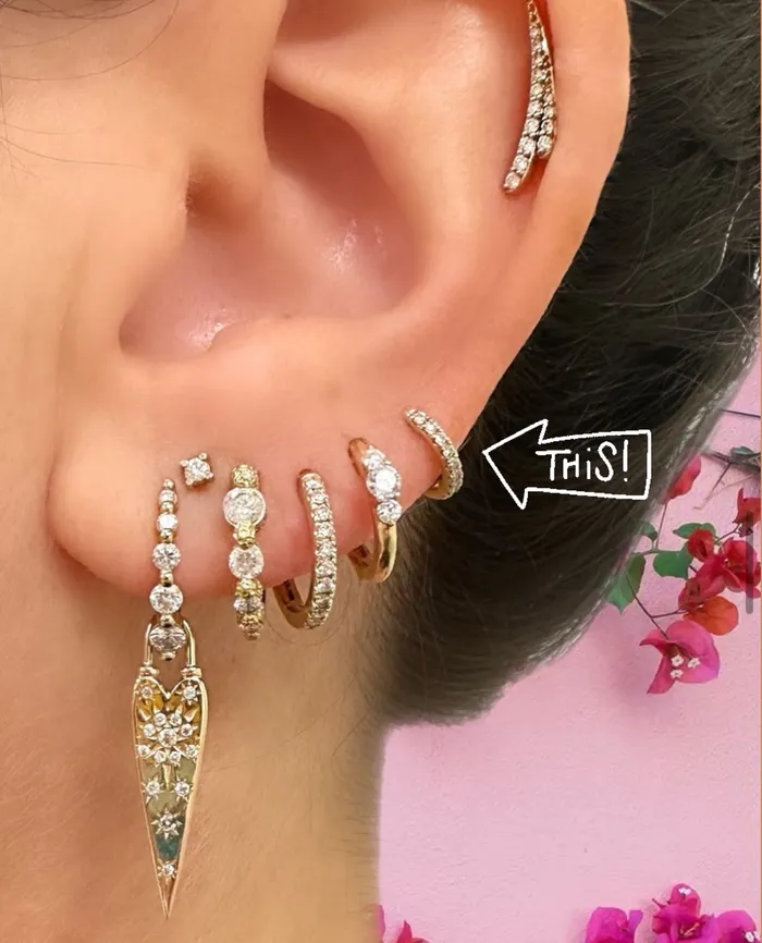 Three Stories Jewelry Earrings Tiny Pave Hoop