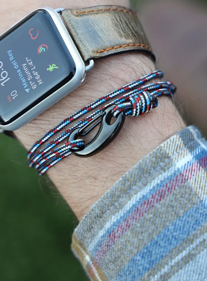 We Are All Smith Bracelets Black Red and Blue Tactical Cord Bracelet for Men Black Clasp 21K