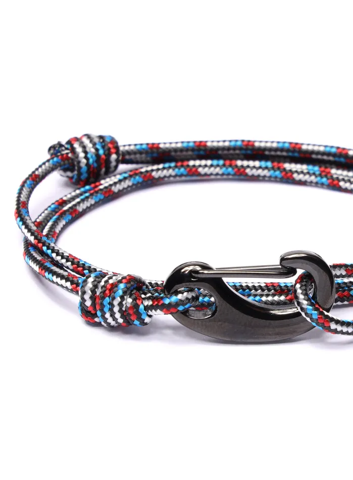 We Are All Smith Bracelets Black Red and Blue Tactical Cord Bracelet for Men Black Clasp 21K
