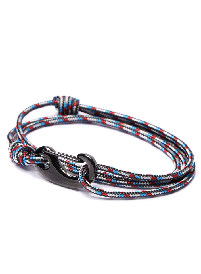 We Are All Smith Bracelets Black Red and Blue Tactical Cord Bracelet for Men Black Clasp 21K