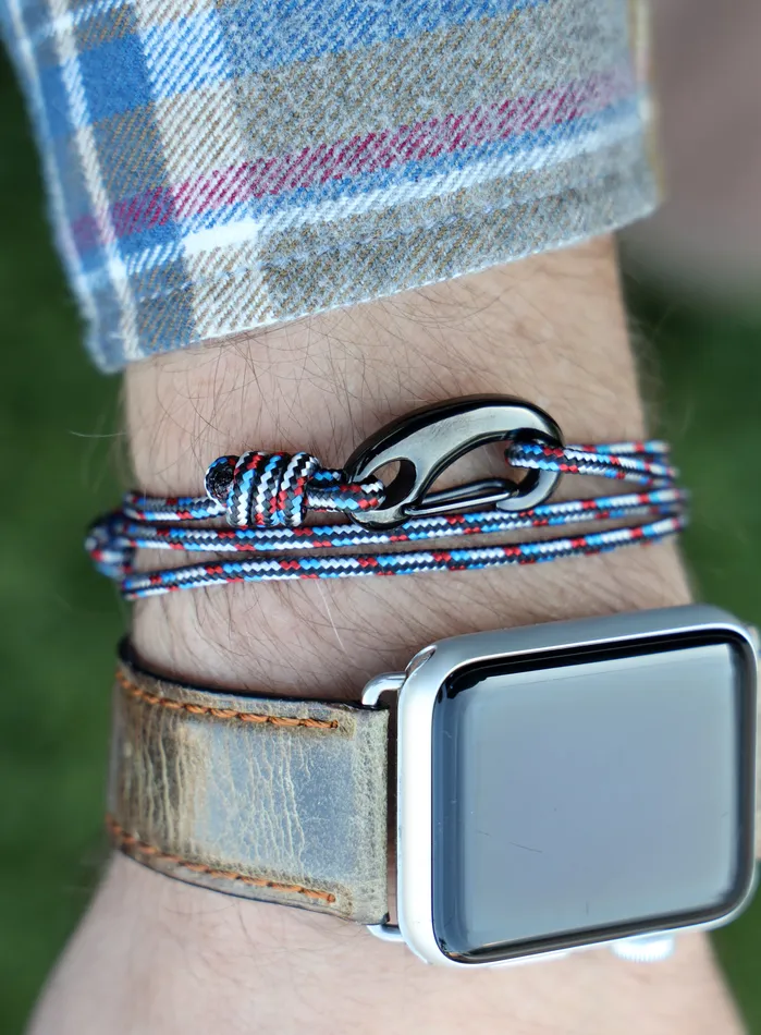 We Are All Smith Bracelets Black Red and Blue Tactical Cord Bracelet for Men Black Clasp 21K