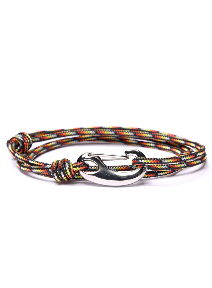 We Are All Smith Bracelets Black Red and Orange Tactical Cord Bracelet for Men Silver Clasp 23S