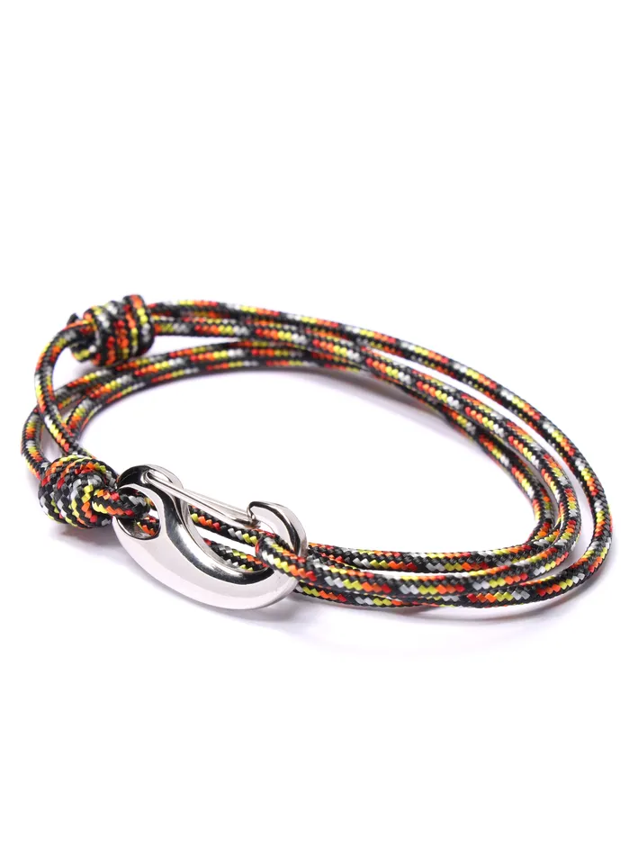 We Are All Smith Bracelets Black Red and Orange Tactical Cord Bracelet for Men Silver Clasp 23S