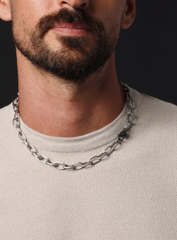WE ARE ALL SMITH Mens Jewelry Clothing 925 Oxidized Sterling Silver Chunky Oval Chain Necklace for Men Necklaces WE ARE ALL SMITH Mens Jewelry Clothing 925 Oxidized Sterling Silver Chunky Oval Chain Necklace for Men Necklaces