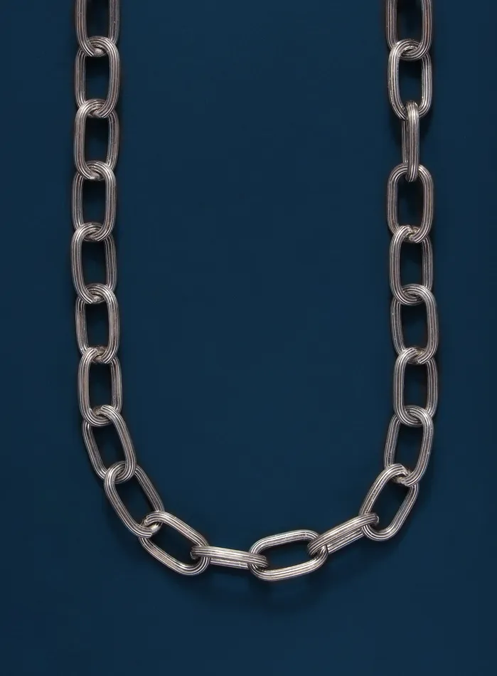 WE ARE ALL SMITH Mens Jewelry Clothing 925 Oxidized Sterling Silver Chunky Oval Chain Necklace for Men Necklaces