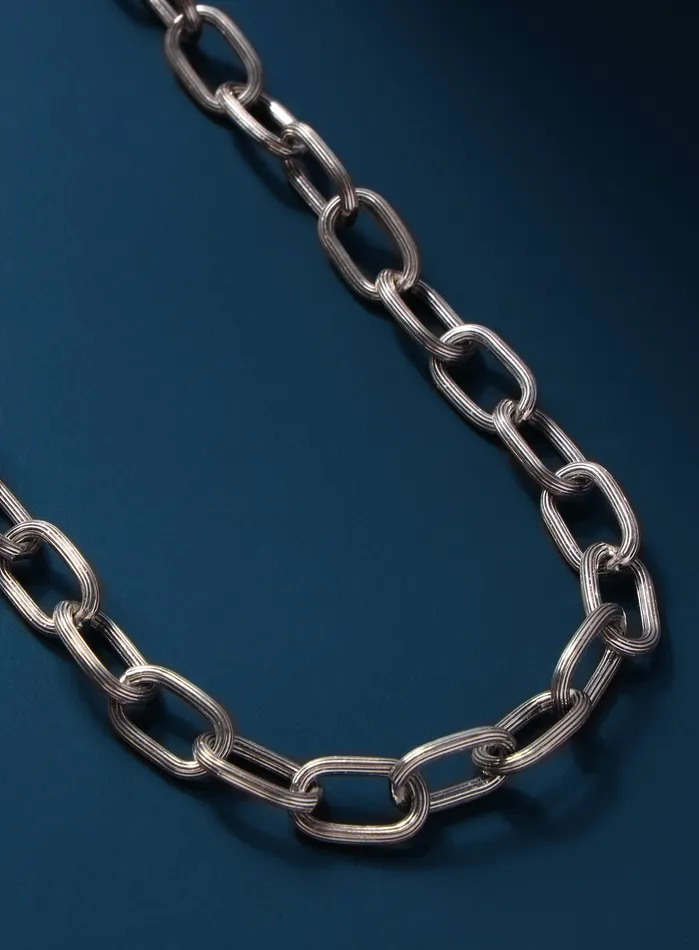 WE ARE ALL SMITH Mens Jewelry Clothing 925 Oxidized Sterling Silver Chunky Oval Chain Necklace for Men Necklaces