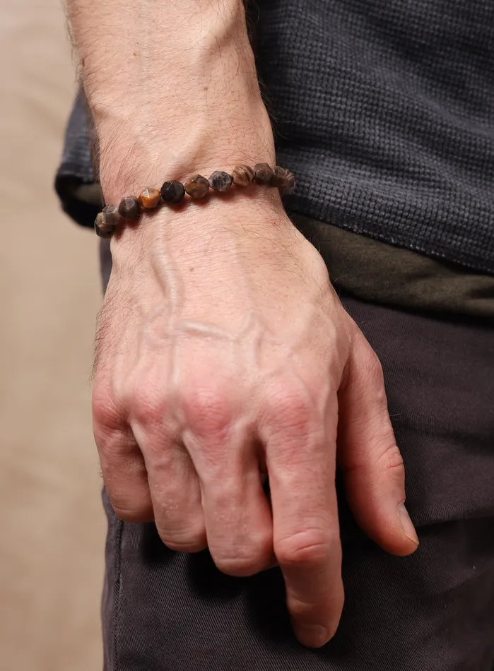 WE ARE ALL SMITH Mens Jewelry Clothing Bracelets Chocolate Sunstone and Sterling Silver Mens Bead Bracelet