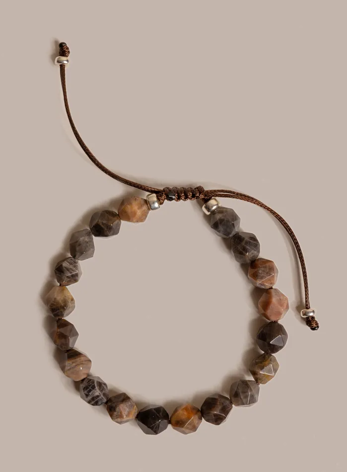 WE ARE ALL SMITH Mens Jewelry Clothing Bracelets Chocolate Sunstone and Sterling Silver Mens Bead Bracelet