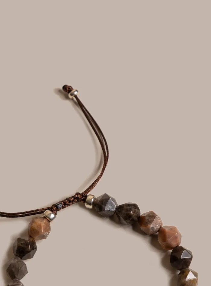 WE ARE ALL SMITH Mens Jewelry Clothing Bracelets Chocolate Sunstone and Sterling Silver Mens Bead Bracelet