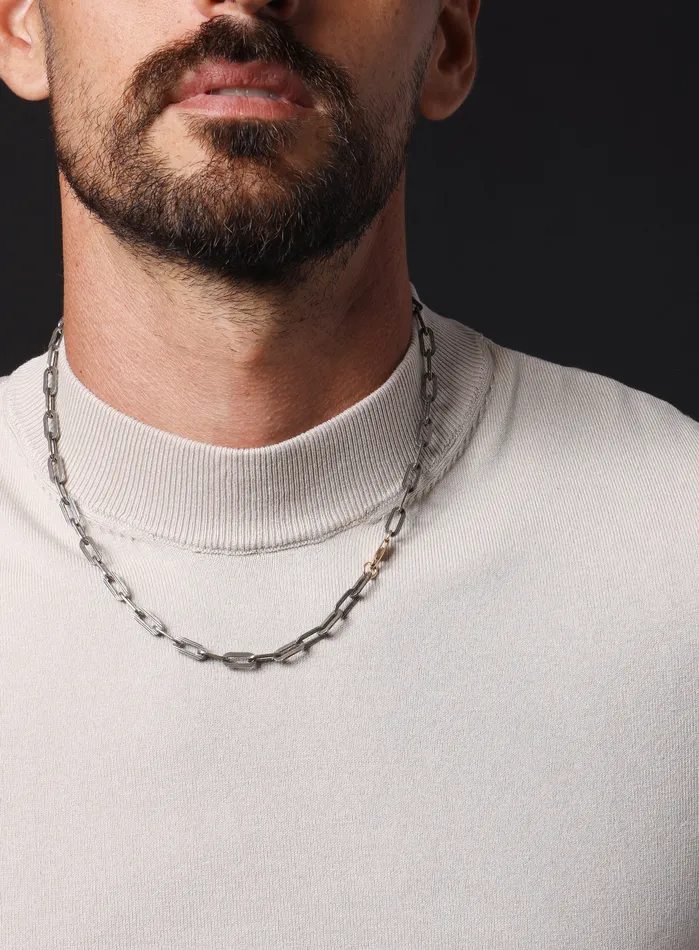 WE ARE ALL SMITH Mens Jewelry Clothing Necklaces 925 Oxidized Textured Elongated Sterling Silver Chain Necklace for Men WE ARE ALL SMITH Mens Jewelry Clothing Necklaces 925 Oxidized Textured Elongated Sterling Silver Chain Necklace for Men