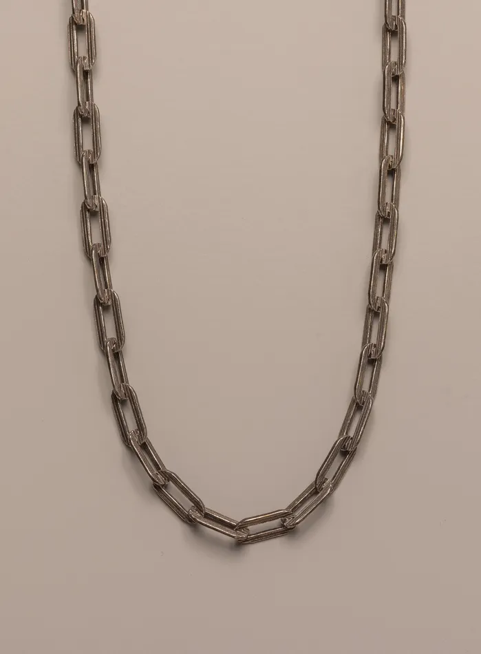 WE ARE ALL SMITH Mens Jewelry Clothing Necklaces 925 Oxidized Textured Elongated Sterling Silver Chain Necklace for Men