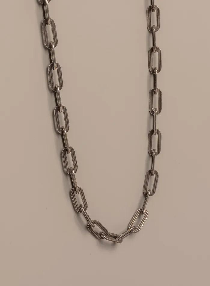 WE ARE ALL SMITH Mens Jewelry Clothing Necklaces 925 Oxidized Textured Elongated Sterling Silver Chain Necklace for Men