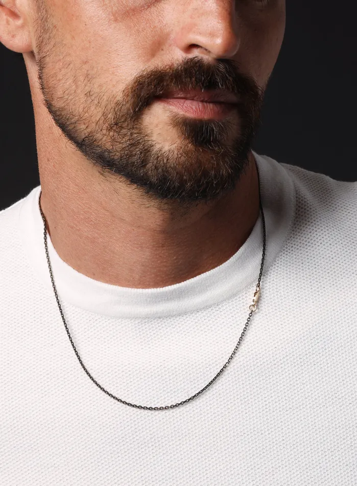 WE ARE ALL SMITH Mens Jewelry Clothing Necklaces Chocolate Vermeil Gold Cable Chain Necklace for Men