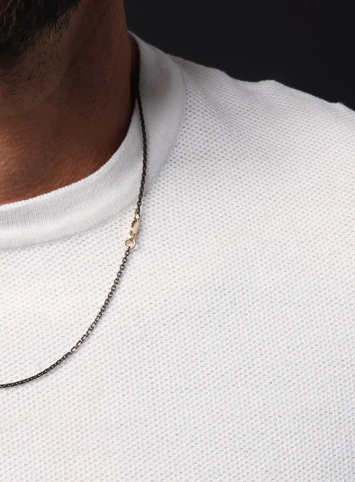 WE ARE ALL SMITH Mens Jewelry Clothing Necklaces Chocolate Vermeil Gold Cable Chain Necklace for Men