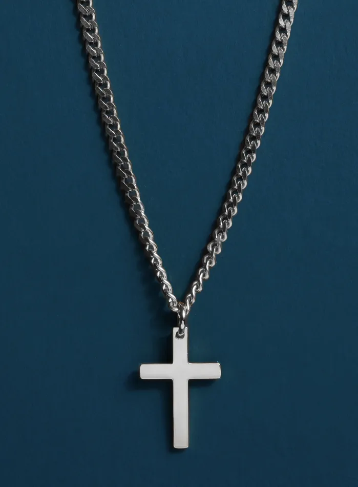 WE ARE ALL SMITH Mens Jewelry Clothing Necklaces Cuban Chain Stainless Steel Cross Necklace