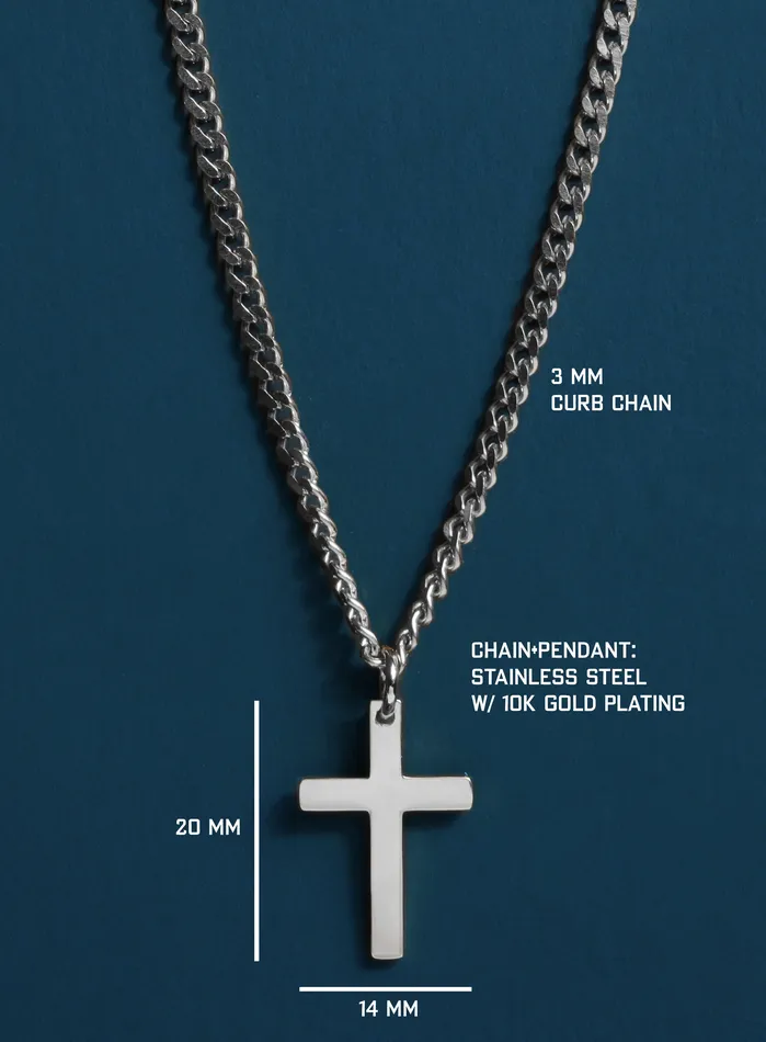 WE ARE ALL SMITH Mens Jewelry Clothing Necklaces Cuban Chain Stainless Steel Cross Necklace