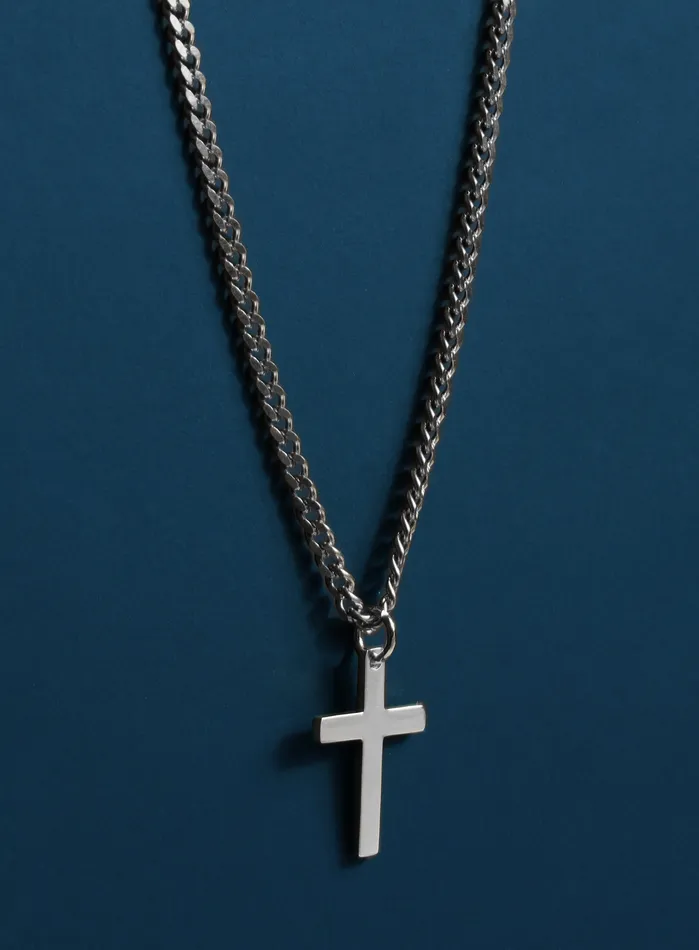 WE ARE ALL SMITH Mens Jewelry Clothing Necklaces Cuban Chain Stainless Steel Cross Necklace