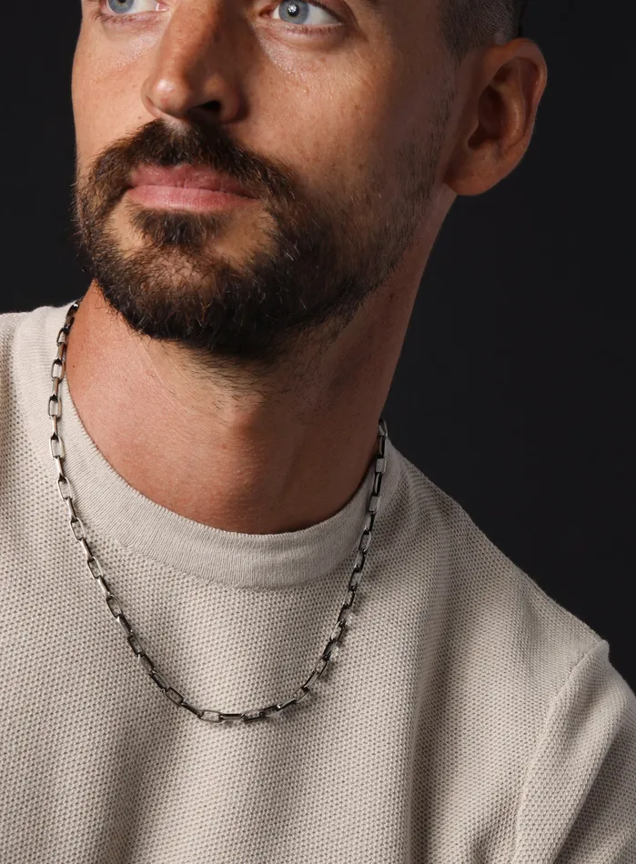 WE ARE ALL SMITH Mens Jewelry Clothing Necklaces Oxidized Sterling and Titanium Coated Cable Chain Necklace WE ARE ALL SMITH Mens Jewelry Clothing Necklaces Oxidized Sterling and Titanium Coated Cable Chain Necklace