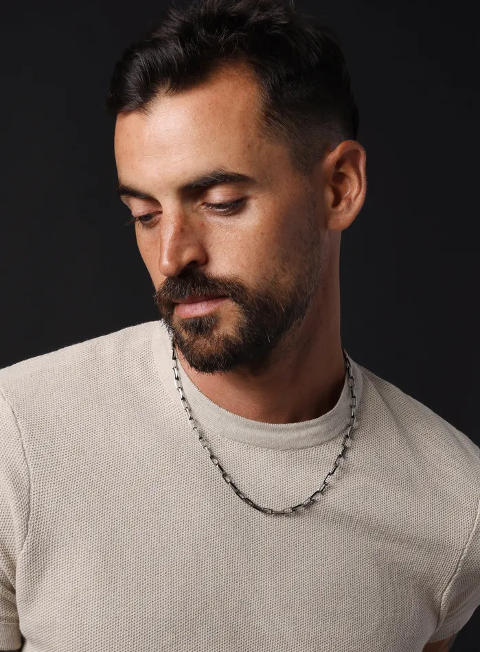 WE ARE ALL SMITH Mens Jewelry Clothing Necklaces Oxidized Sterling and Titanium Coated Cable Chain Necklace