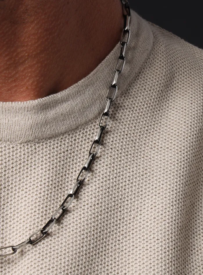 WE ARE ALL SMITH Mens Jewelry Clothing Necklaces Oxidized Sterling and Titanium Coated Cable Chain Necklace