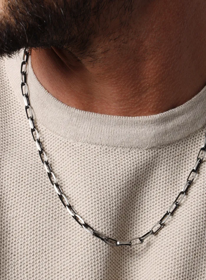 WE ARE ALL SMITH Mens Jewelry Clothing Necklaces Oxidized Sterling and Titanium Coated Cable Chain Necklace