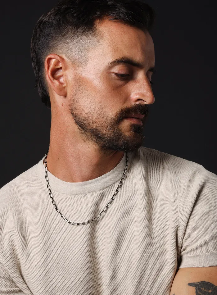 WE ARE ALL SMITH Mens Jewelry Clothing Necklaces Oxidized Sterling and Titanium Coated Cable Chain Necklace