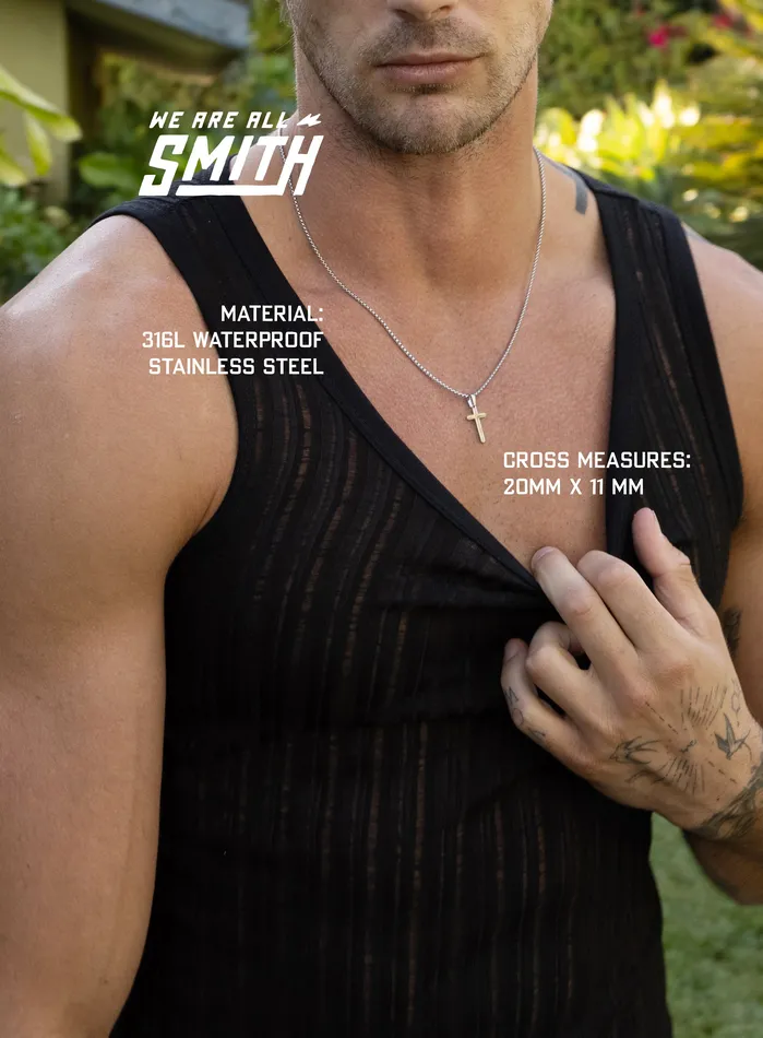 WE ARE ALL SMITH Mens Jewelry Clothing Necklaces Waterproof Small Rounded Cross Necklace
