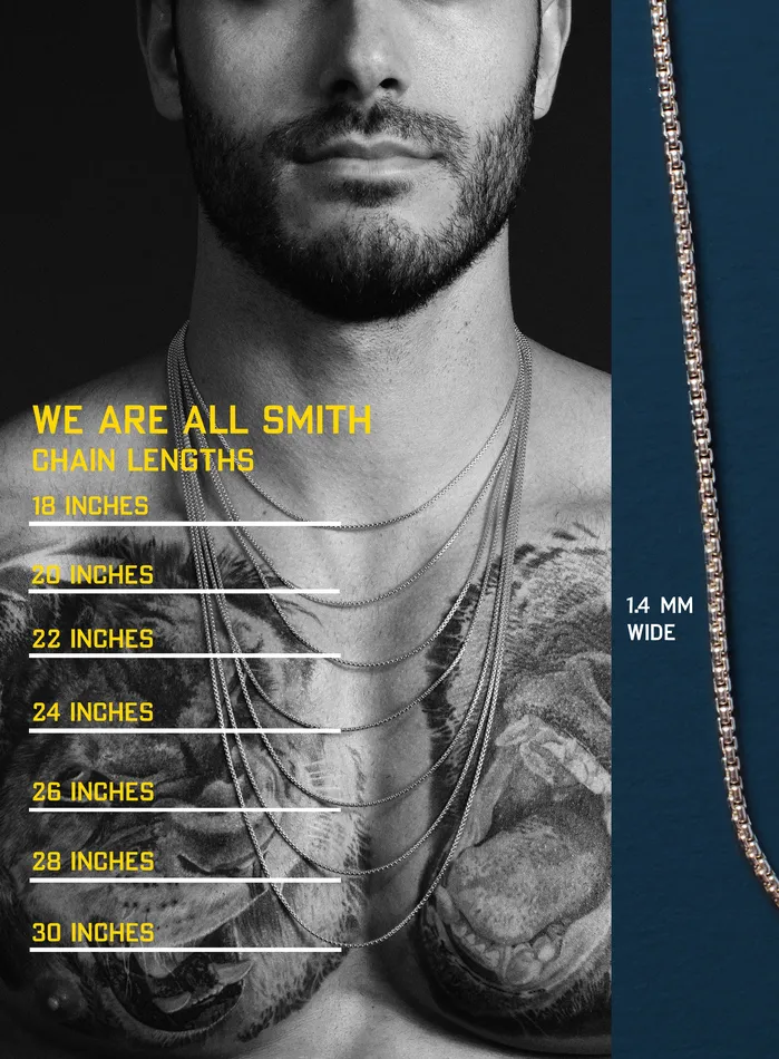 We Are All Smith Necklaces 925 Sterling Silver Round Box Chain Necklace for Men We Are All Smith Necklaces 925 Sterling Silver Round Box Chain Necklace for Men