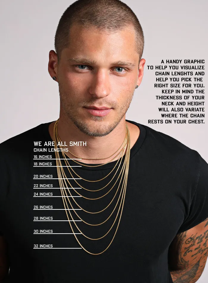 WE ARE ALL SMITH Necklaces Gold Mens Necklace 1mm Snake Chain Necklace for Men