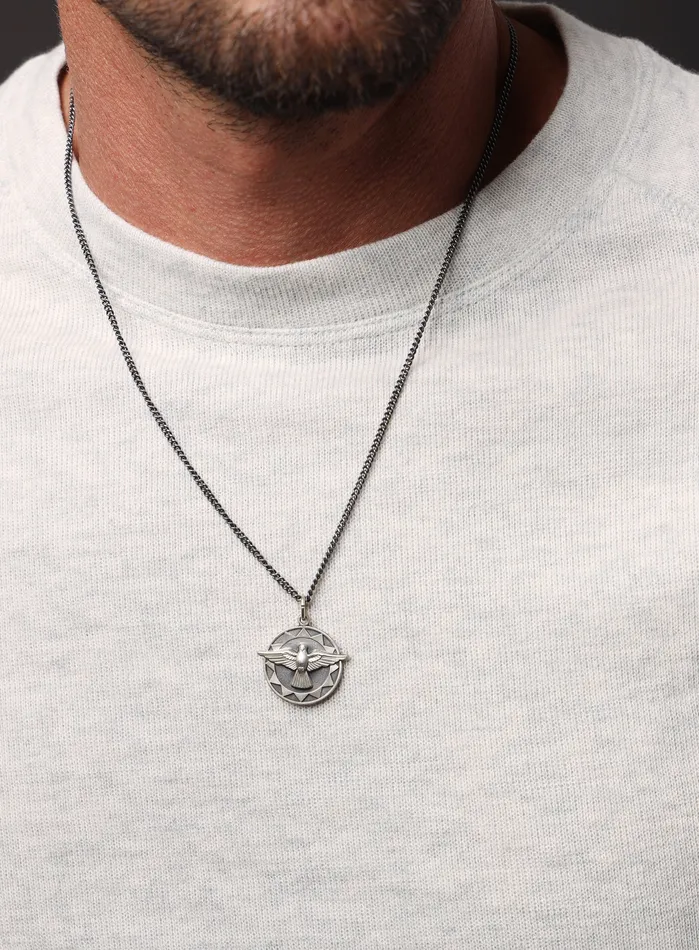 WE ARE ALL SMITH Necklaces Holy Spirit Dove Sterling Silver Pendant Necklace for Men