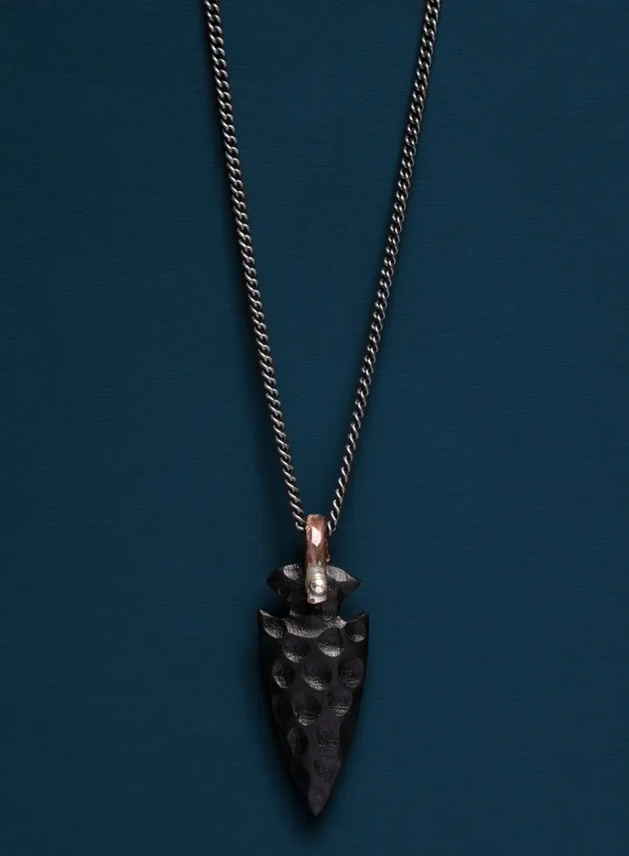 We Are All Smith Necklaces Mens HandCarved Wood Arrowhead Pendant Necklace