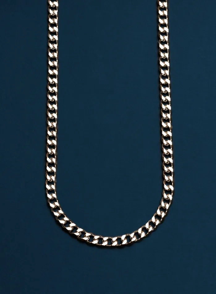 WE ARE ALL SMITH Necklaces Waterproof 5mm Miami Cuban Beveled Chain Necklace for Men