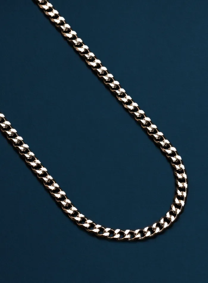 WE ARE ALL SMITH Necklaces Waterproof 5mm Miami Cuban Beveled Chain Necklace for Men
