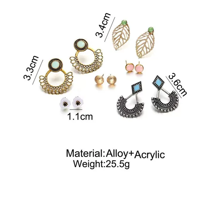 Yellow Chimes 6 and 9 Pairs Assorted Multiple Stud Earrings Big Hoop Tassel Drop Pearl Earrings for Women and Girls Stud And Chandbali Combo Earring Yellow Chimes Necklaces