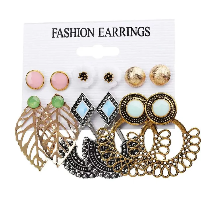 Yellow Chimes 6 and 9 Pairs Assorted Multiple Stud Earrings Big Hoop Tassel Drop Pearl Earrings for Women and Girls Stud And Chandbali Combo Earring Yellow Chimes Necklaces