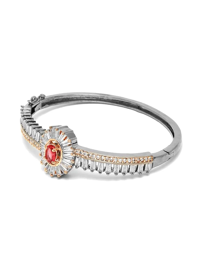Yellow Chimes AD Bracelet for Women Pink American Diamond Bangle Bracelet AD Jewellery Bangle Style Bracelet for Women and Girls Yellow Chimes Earrings